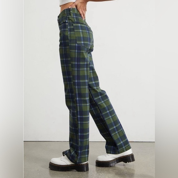 *NWT* WeWoreWhat REVOLVE High Rise Dad
Jeans Plaid Basil Multi - Picture 2 of 6